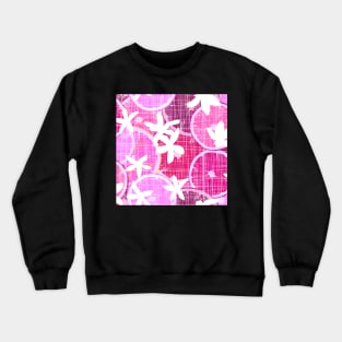 Oranges and flowers on a pink linen structure Crewneck Sweatshirt